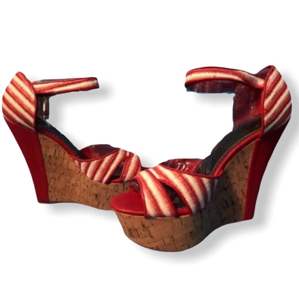 Sole Obsession Women's Red Wedge Sandal Size 7